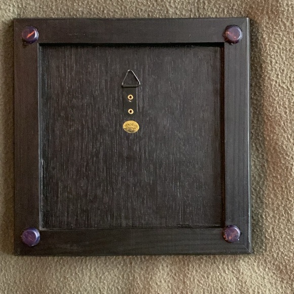 Unique Ceramic North Pole plaque in wooden frame. Trivet or hanging. 8” x 8” - Picture 5 of 5